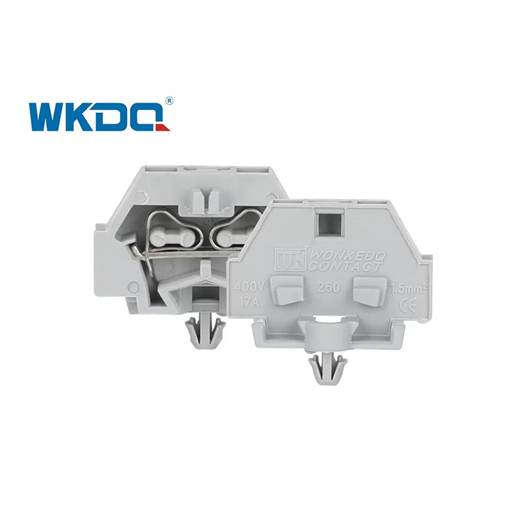 ขั้วต่อเทอร์มินัลบล็อกชนิดสปริง 260-301B Snap In Mounting Screwless 2 ตัวนำประหยัดเวลาสีเทาคุณภาพสูง