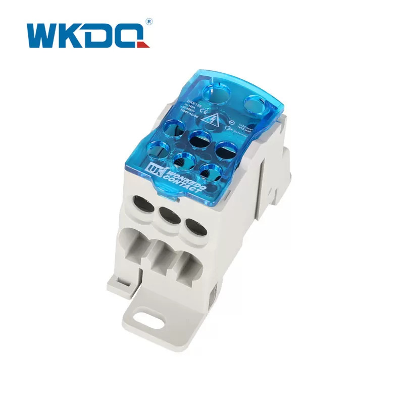 Din Rail UKK 125A Unipolar Mini Electrical Power Terminal Block, Screw Connector Block In Blue and Grey