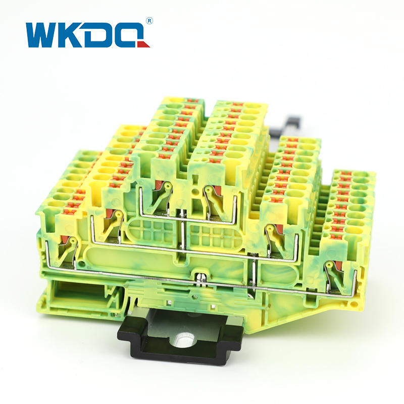 ดันเทอร์มินัลบล็อกกราวด์ PE ของราง DIN Rail สามระดับ